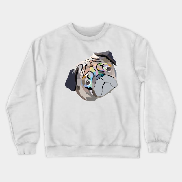 pug. pug lover. pug life. geometric. lowpoly. vector art. Crewneck Sweatshirt by Houseofyhodie